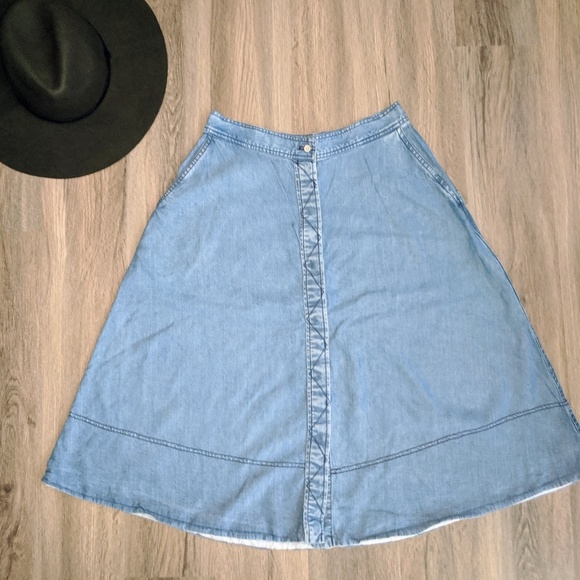 Wilfred Blue Lyocell Button Up Midi Skirt Size 8